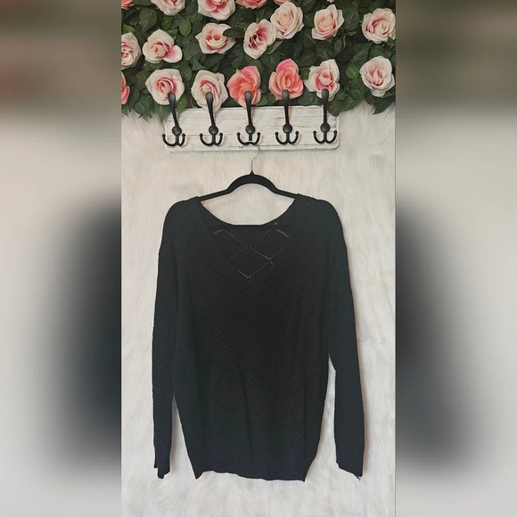 Shein Soft V-Neck Open Knit Sweater - Picture 1 of 6